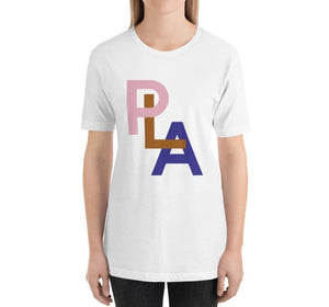 PLA Relaxed Fit Women's 100% Cotton White T-Shirt on model