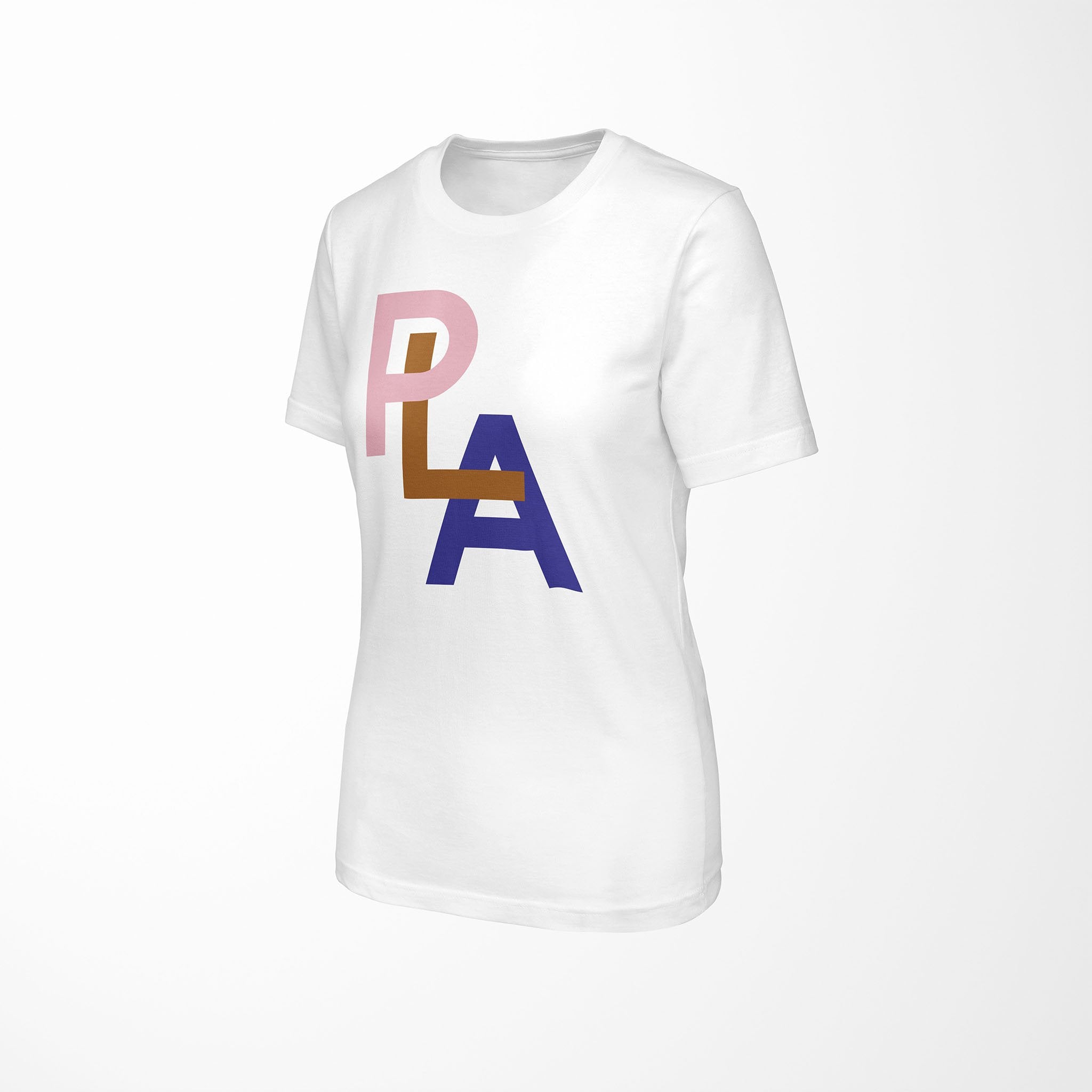 PLA Relaxed Fit Women's 100% Cotton White T-Shirt angle view