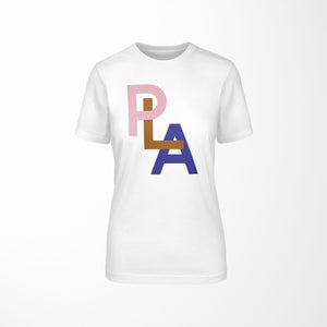 PLA Relaxed Fit Women's 100% Cotton White T-Shirt front