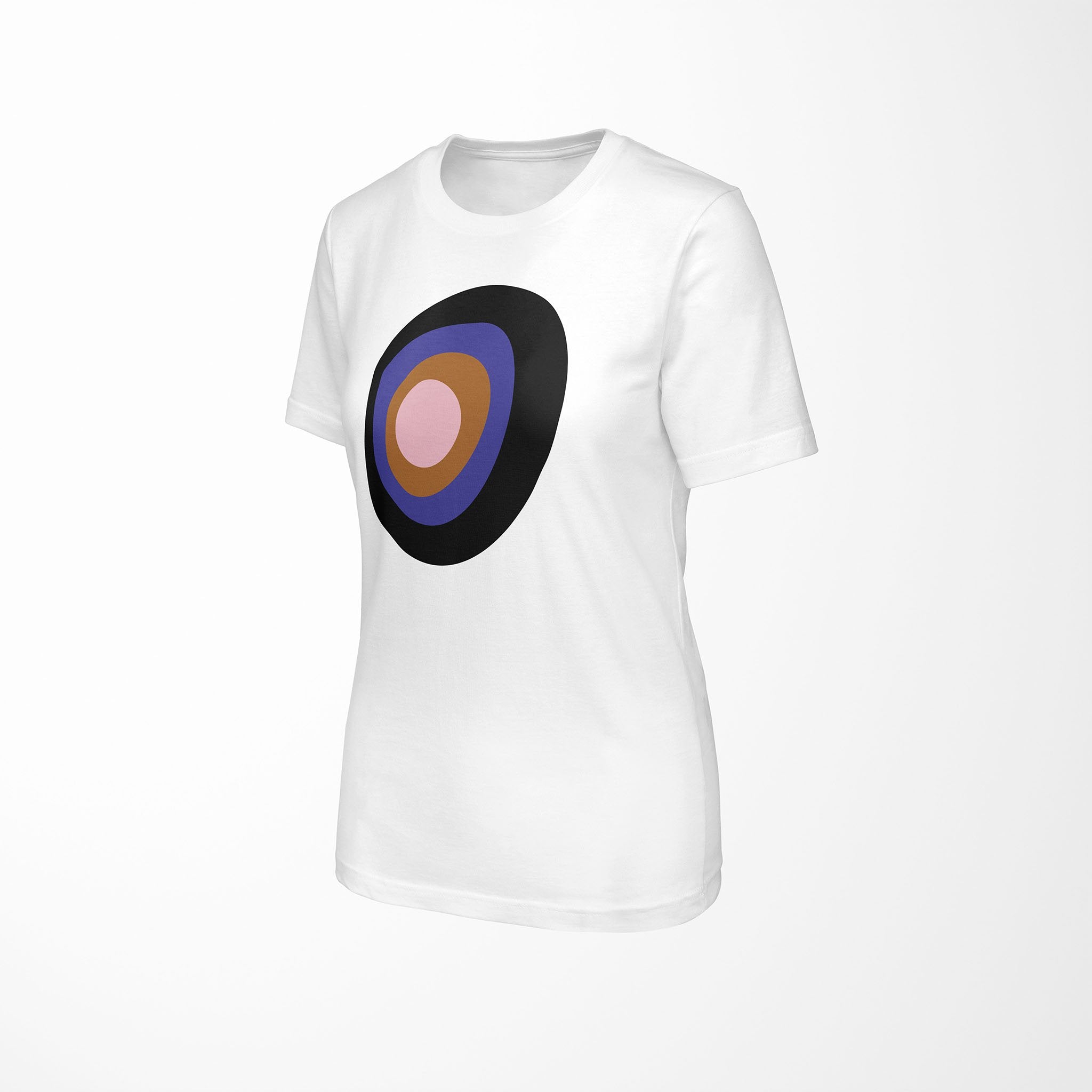 CONCENTRIC Relaxed Fit Women's 100% Cotton White T-Shirt angle view