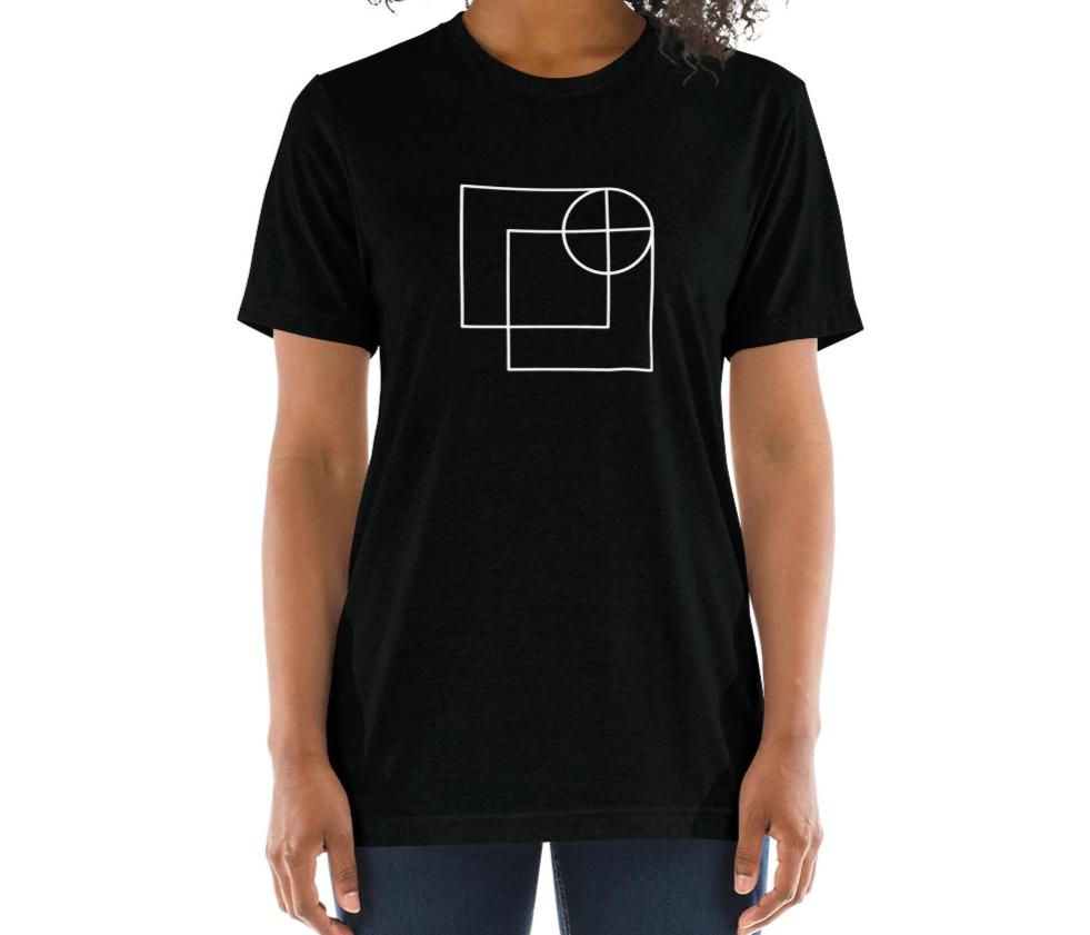 black relaxed fit t-shirt with architect print on model